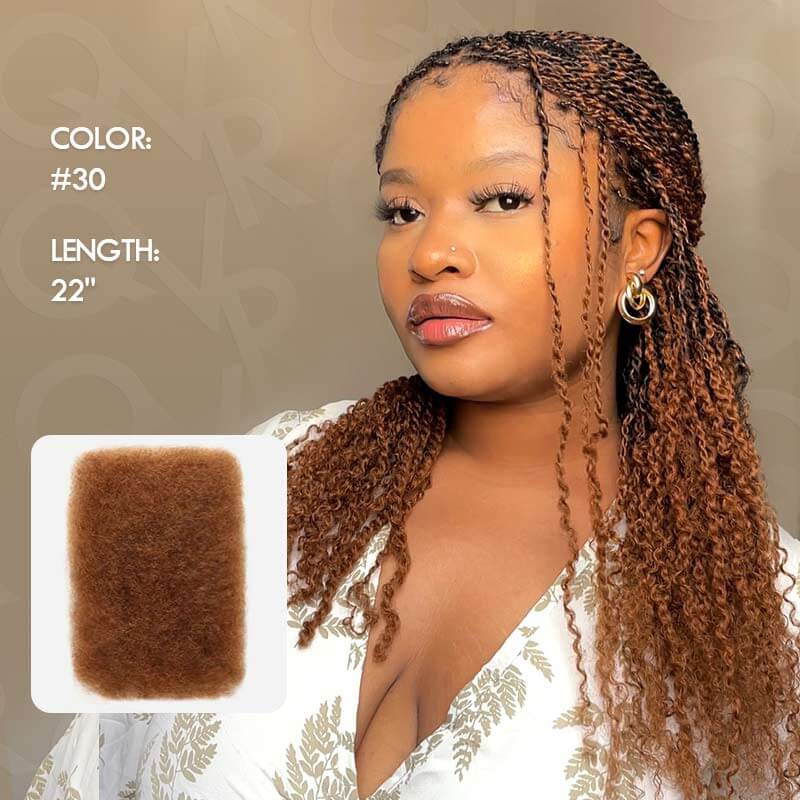 aurburn brown afro kinky bulk hair for low ponytail hairstyle