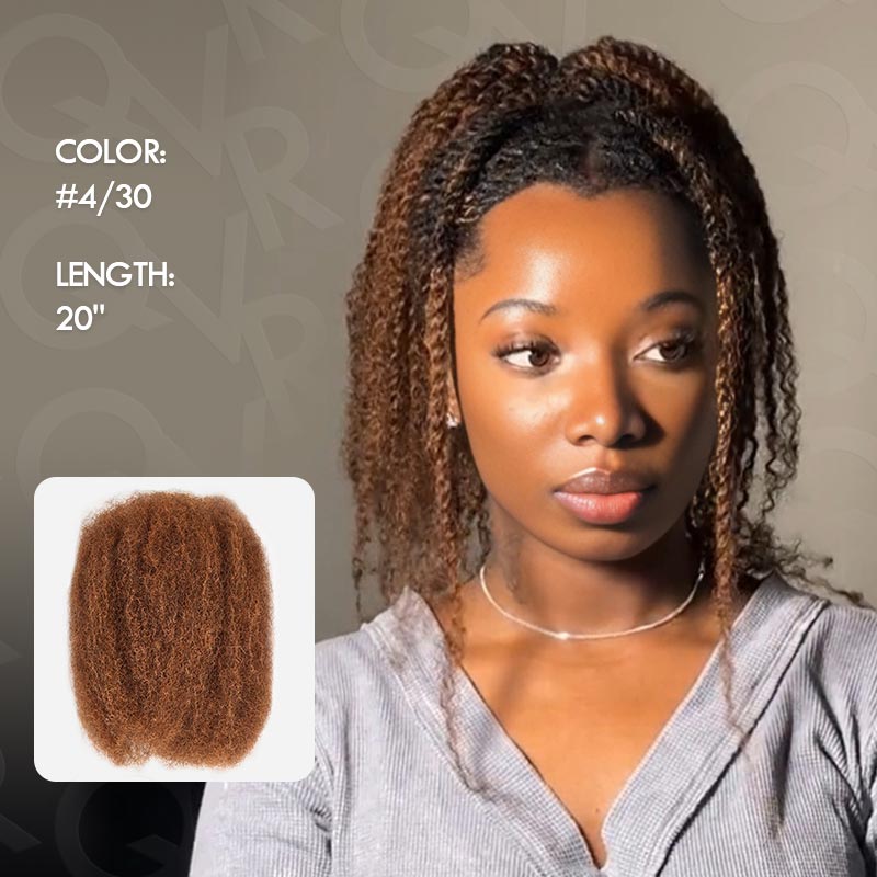 QVR Mixed Color #4/30 Afro Kinky Bulk Highlights #27/30 Human Hair