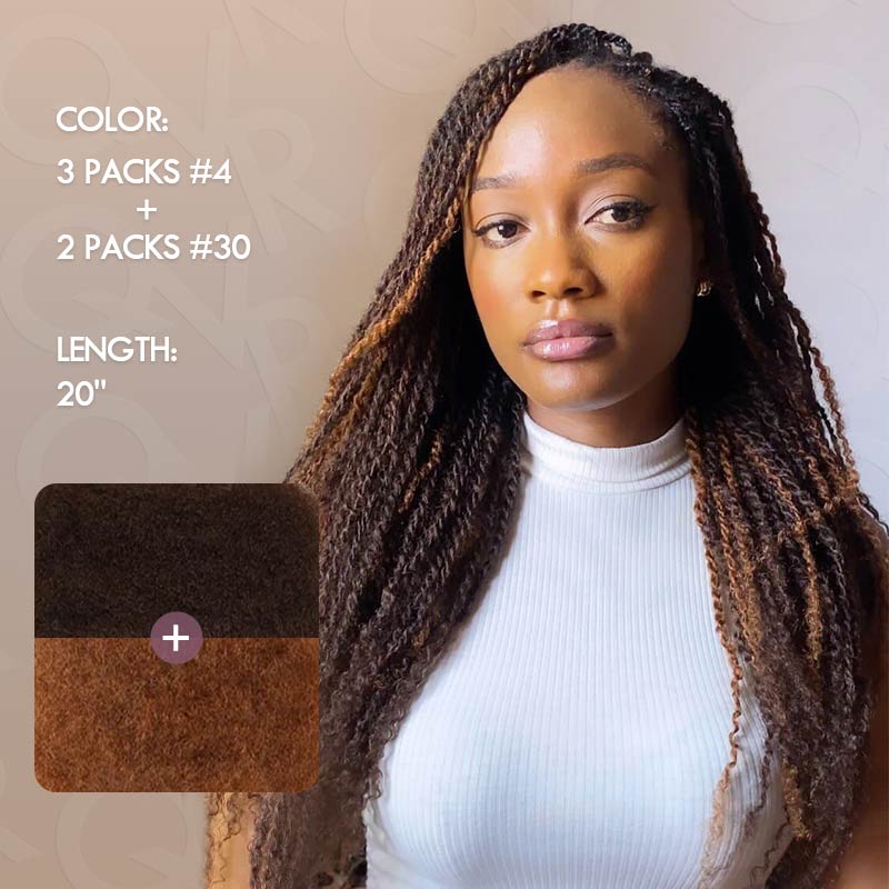 SUPER DEAL|3 PACKS Auburn Brown Afro kinky Bulk SEND 1 FREE HAIR 10''