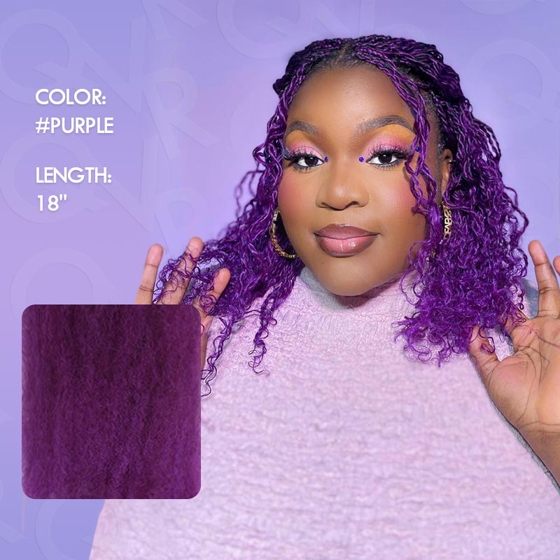 QVR New Purple Color Afro Kinky Bulk Human Hair For Braiding DreadLock