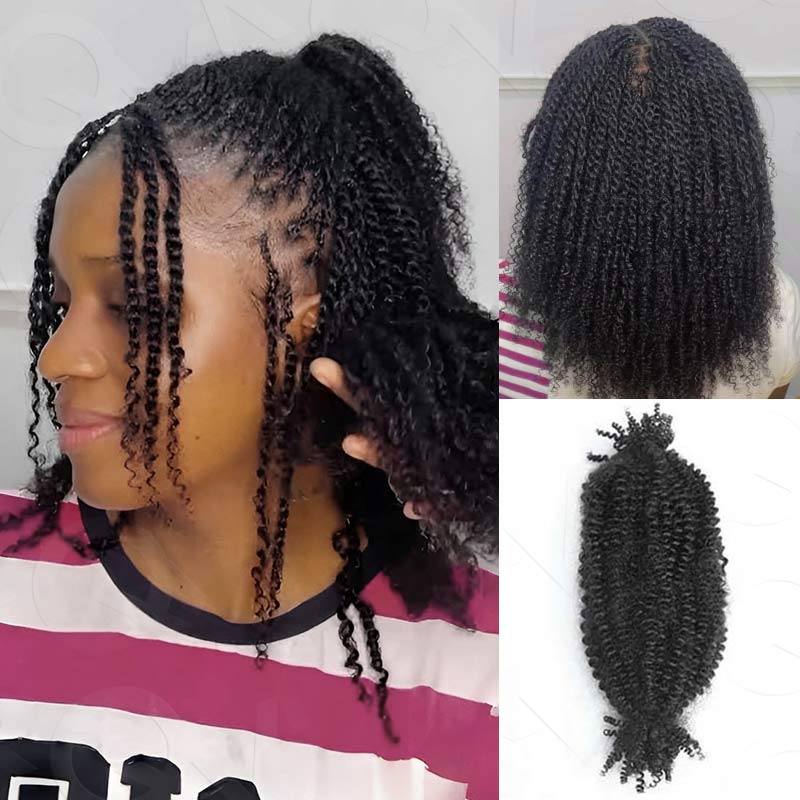 QVR Upgraded Kinky Bulk Natural Black hair 4a/3c Extensions