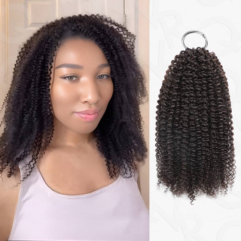 QVR Afro Kinky Curly Crochet Hair Machine Made Natural Black Feather Human Hair Extension