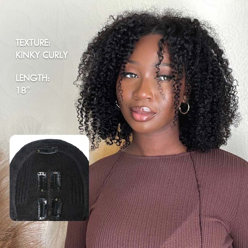 QVR V Part Kinky Curly Wigs Upgrade U Part Wigs Human Hair Wigs Beginner Friendly