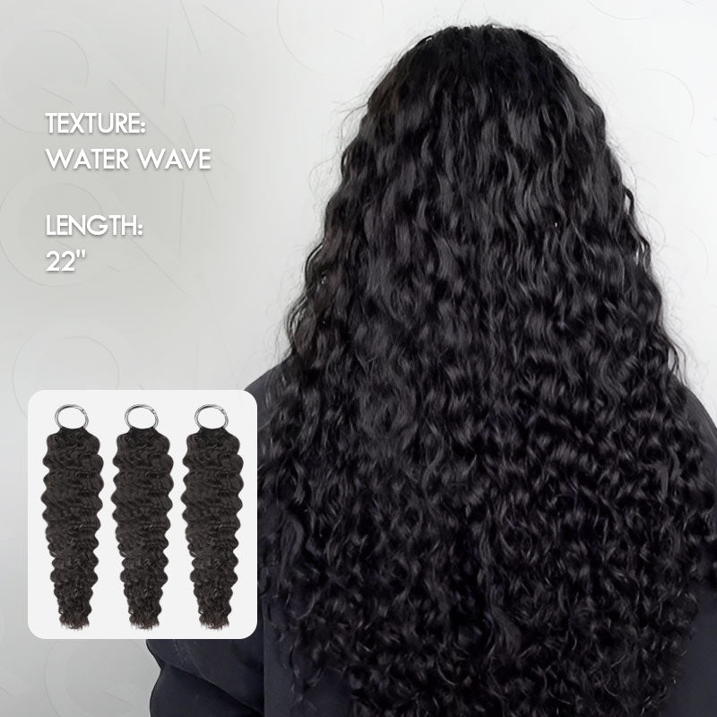 QVR Water Wave Crochet Hair Natural Black Machine Made Feather Human Hair Extension