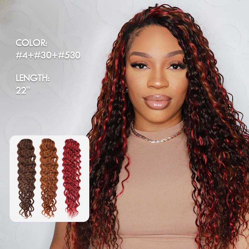 QVR Highlight #4/30/530 Color Water Wave Crochet Braid Human Hair Extensions