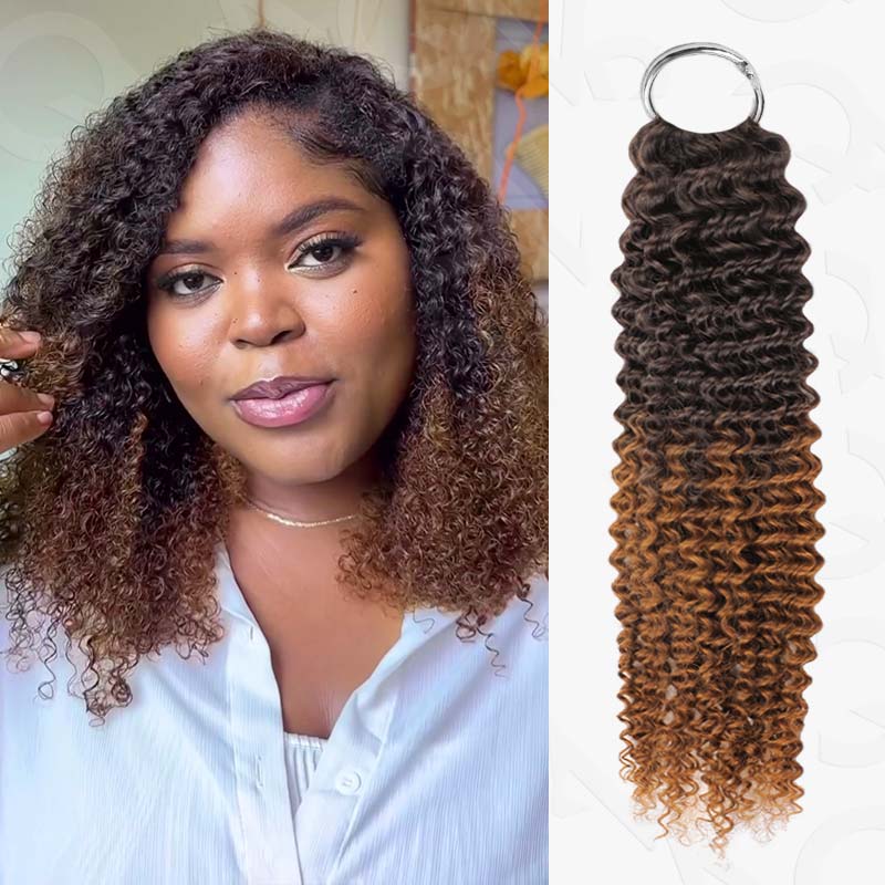 QVR #T2/30 Crochet Hair Small Kinky Curly Machine Made Feather Human Hair Extension