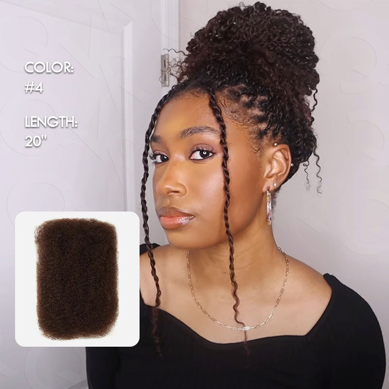 QVR Dark Brown Afro kinky Bulk Hair Extensions For Braiding Dreadlock Human Hair