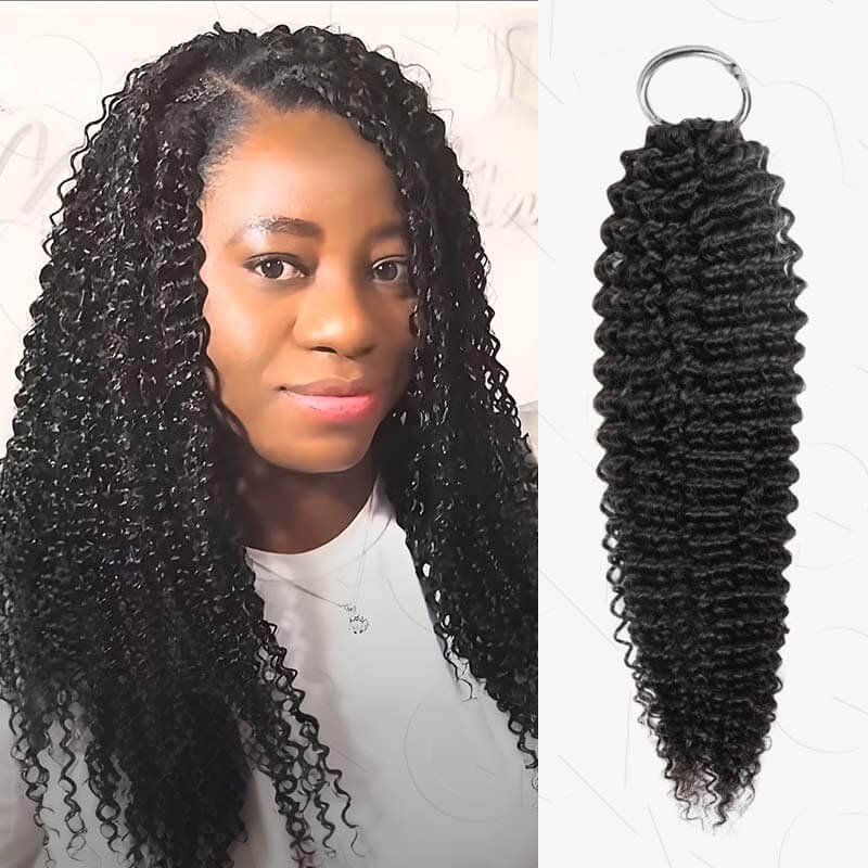 100% human haid natural black colored kinky curly crochet braids