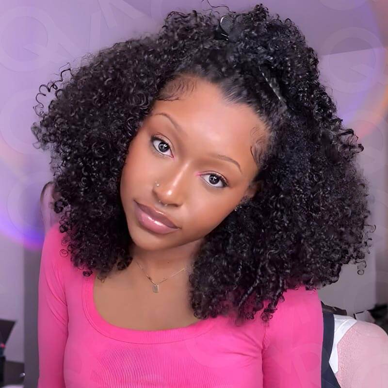 kinky curly v part wigs can be trimmed