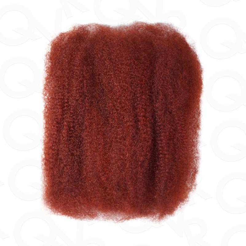 QVR Reddish Brown Color Afro Kinky Bulk Human Hair For Braiding Dreadlock Hair