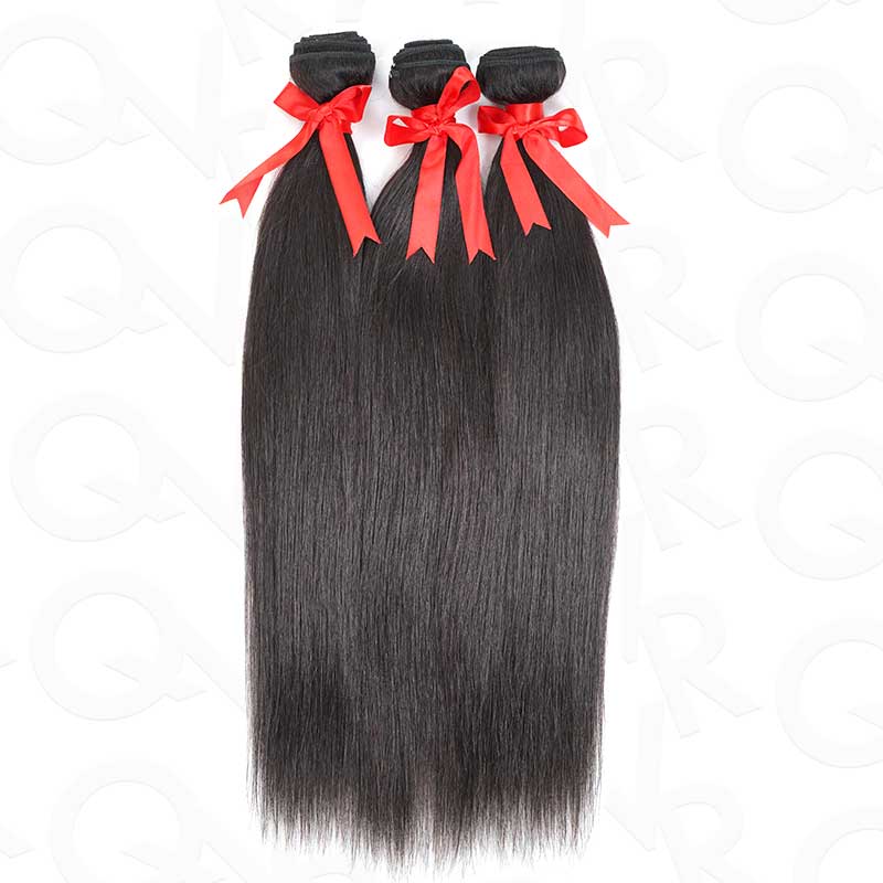 QVR 12A Silk Straight Virgin Human Hair Bundles 3 Bundles Body Wave Natural Color Hair Weave