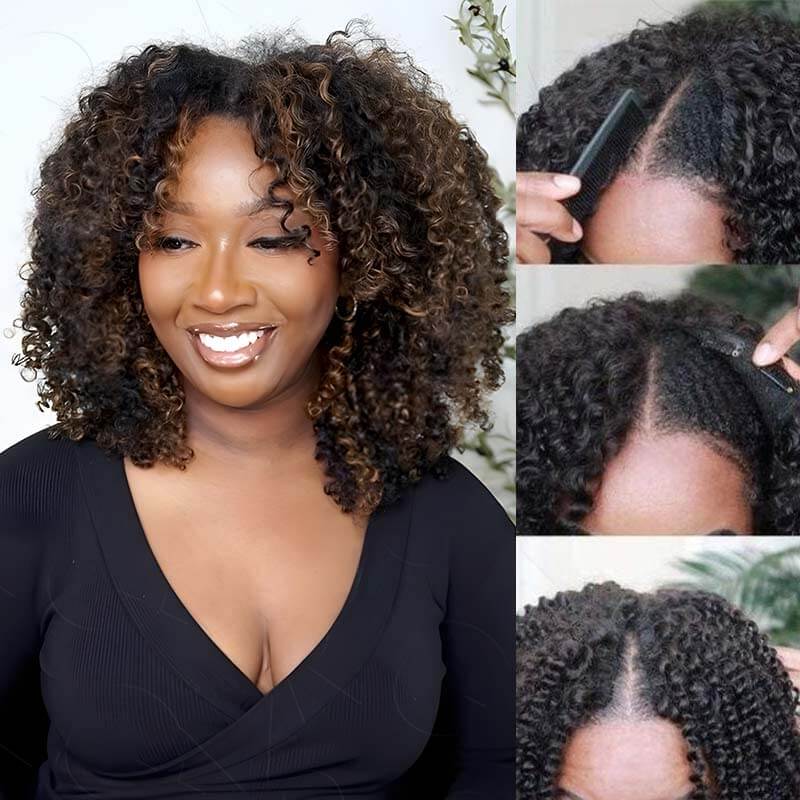 glueless human hair wigs no leave out v part style for easy install
