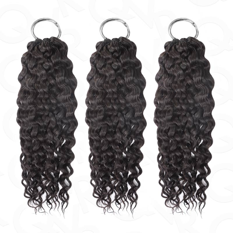 QVR 1 Pack Multi-Textures Natural Black Feather Crochet Human Hair Extension