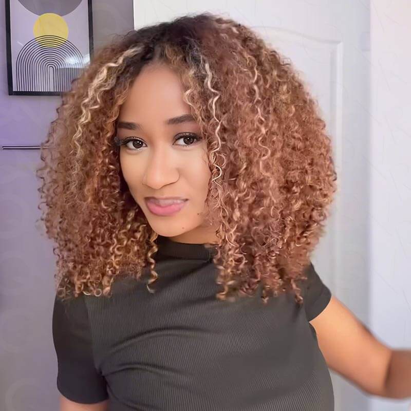 #1B/30/33/613 -Kinky Curly-20''-v part wig