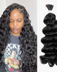 B3G1|QVR Natural Black Bulk Human HairExtensions for Boho Knotless Braiding