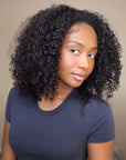 QVR Glueless Half Wig 3 In 1 Kinky Curly Human Hair Protective Hairstyle