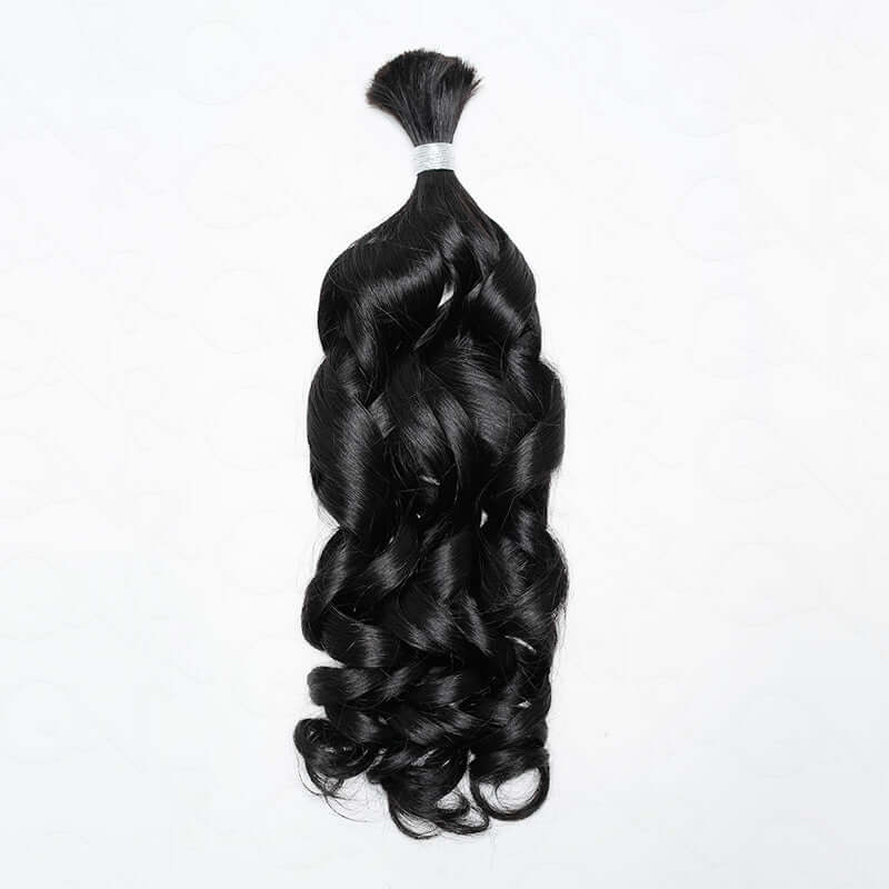 QVR French Curl Human Bulk Hair Extensions for Boho Knotless Braiding