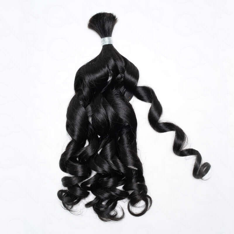 QVR Afro Kinky Curly Human Bulk Hair Extensions for Boho Knotless Braiding
