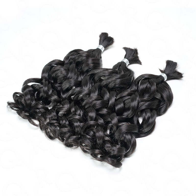 QVR French Curl Human Bulk Hair Extensions for Boho Knotless Braiding