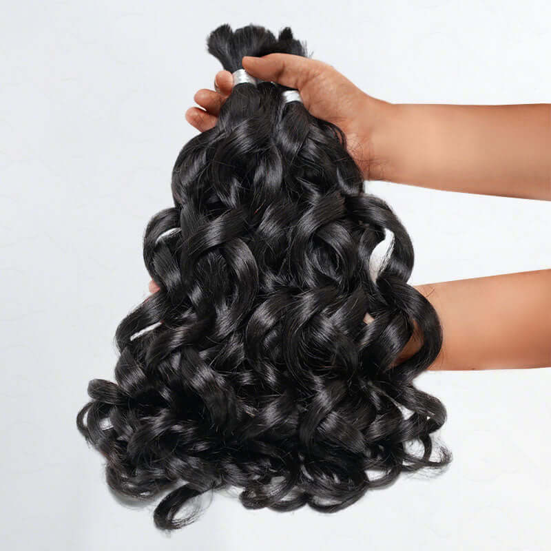 B3G1|QVR Natural Black Bulk Human HairExtensions for Boho Knotless Braiding