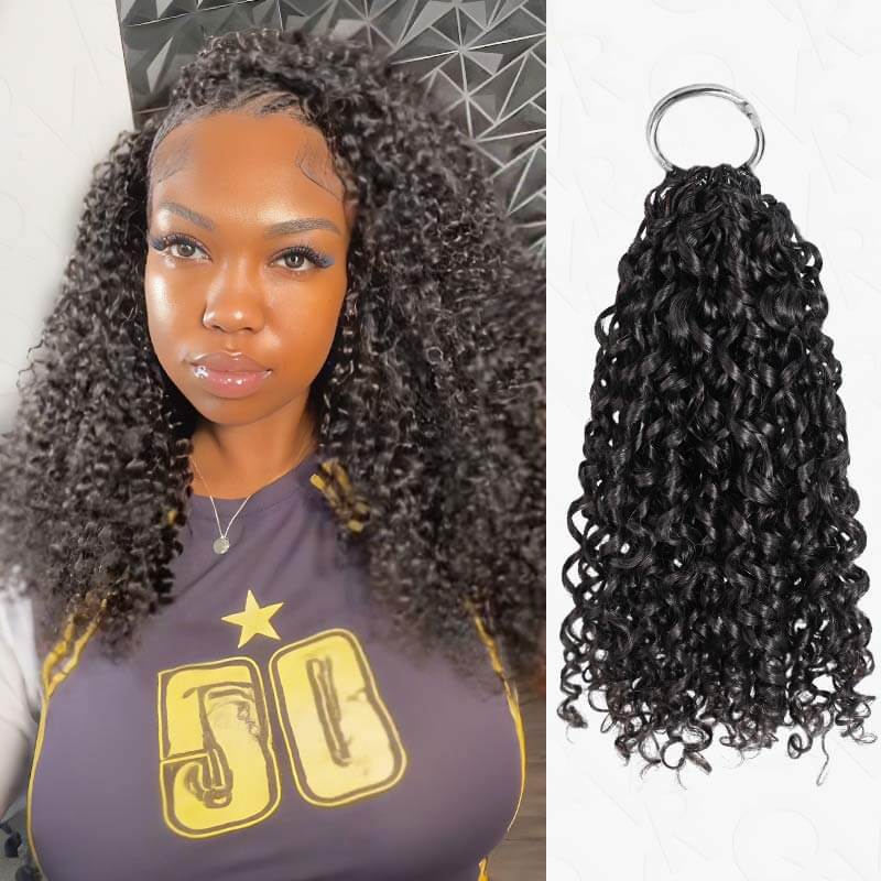 qvr natural black twist curly crochet hair human hair extensions