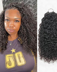 QVR Twist Curly Crochet Hair Natural Black Machine Made Feather Human Hair Extension