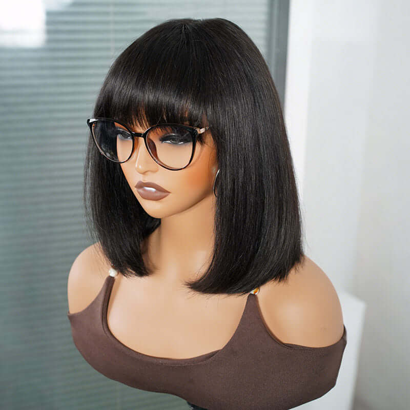 silky straight short bob wigs mini lace big beauty