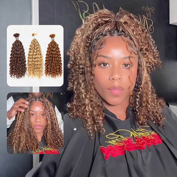 QVR Multi-Color Water Wave Bulk Hair Extensions for Boho Knotless Braiding