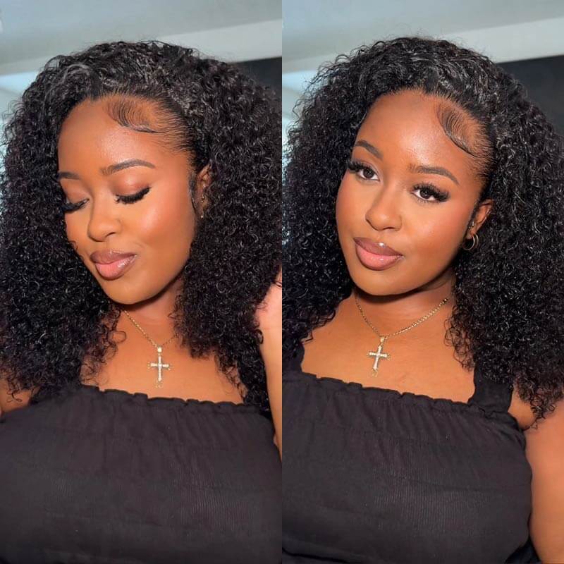 QVR Glueless Half Wig 3 In 1 Twist Curly Human Hair Protective Hairstyle