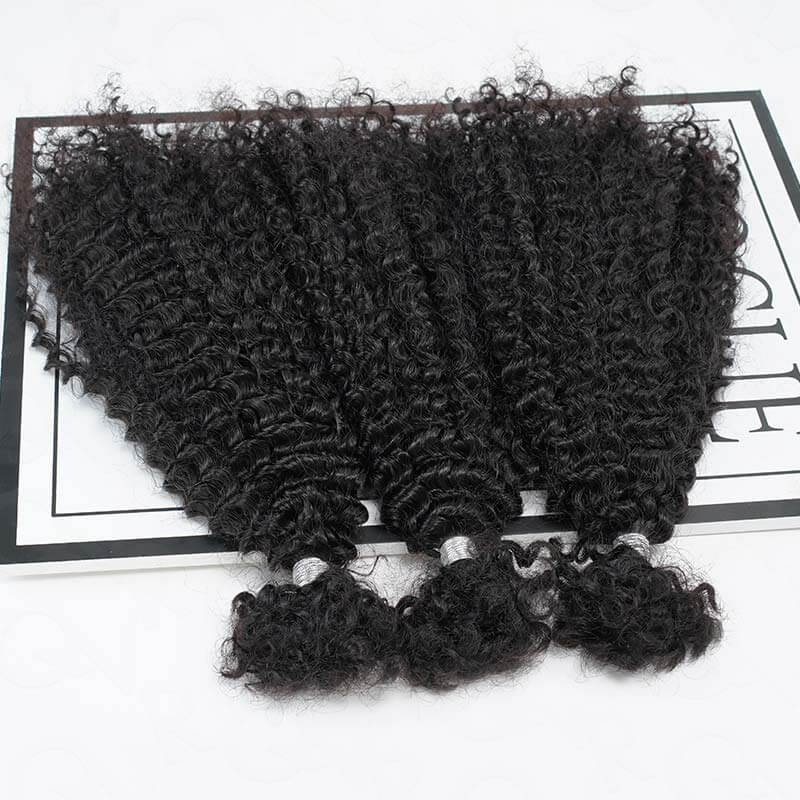 QVR Afro Kinky Curly Human Bulk Hair Extensions for Boho Knotless Braiding