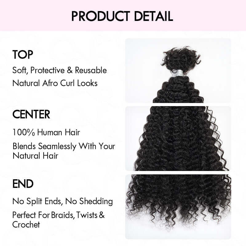 qvr hair afro kinky curly bulk hair details