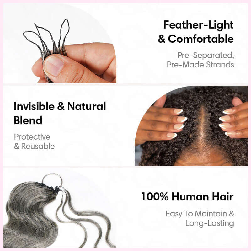 QVR Salt Pepper Crochet Hair Body Wave Machine Made Feather Human Hair Extension