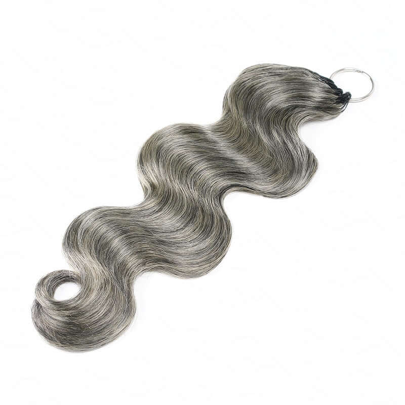 QVR Salt Pepper Crochet Hair Body Wave Machine Made Feather Human Hair Extension