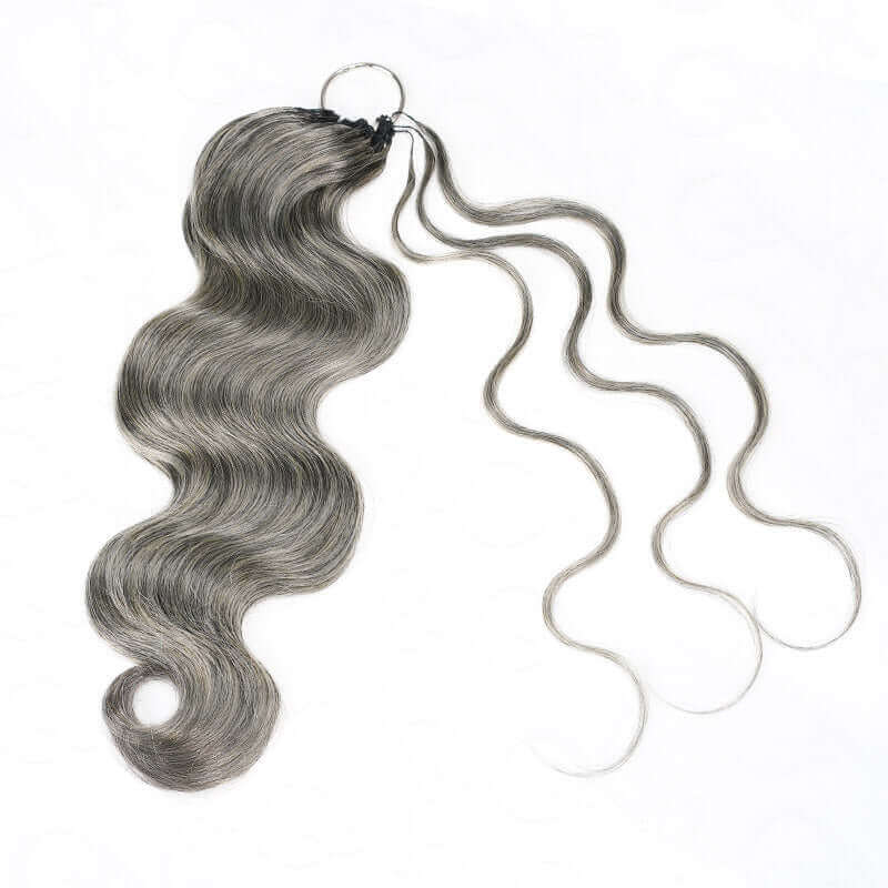 body wavy crochet hair in salt pepper color for mid aged women