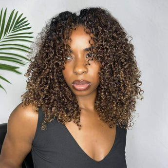 B3G1|Ombre #T1B/30/27 Small Kinky Curly Feather Crochet Human Hair