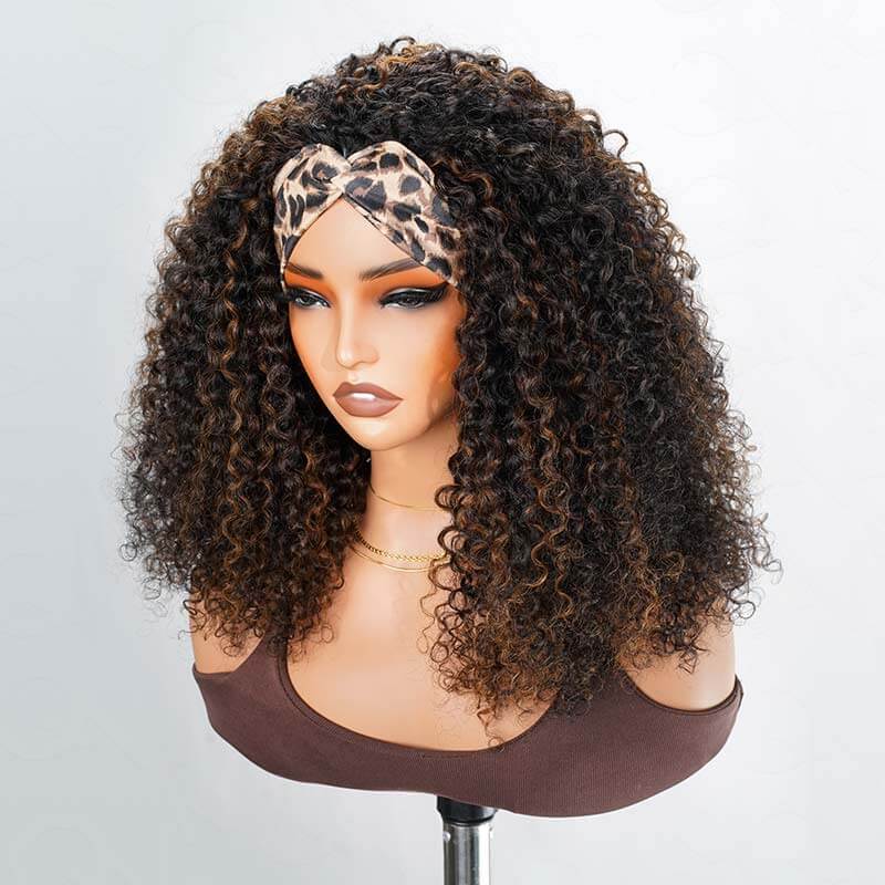 twist curly human hair wigs with headband decor