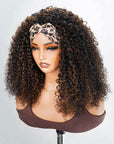 twist curly human hair wigs with headband decor