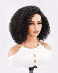 QVR Short Cut Curly Human Hair Minimalist Lace Glueless Side Part Wig