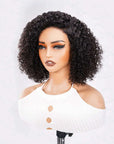 natural black side part short curly human hair wigs