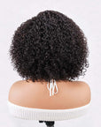 QVR Short Cut Curly Human Hair Minimalist Lace Glueless Side Part Wig