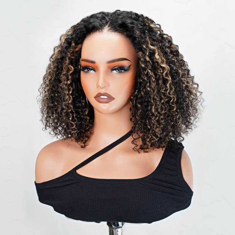 lace closre pre cut glueless water wave human hair bob wigs