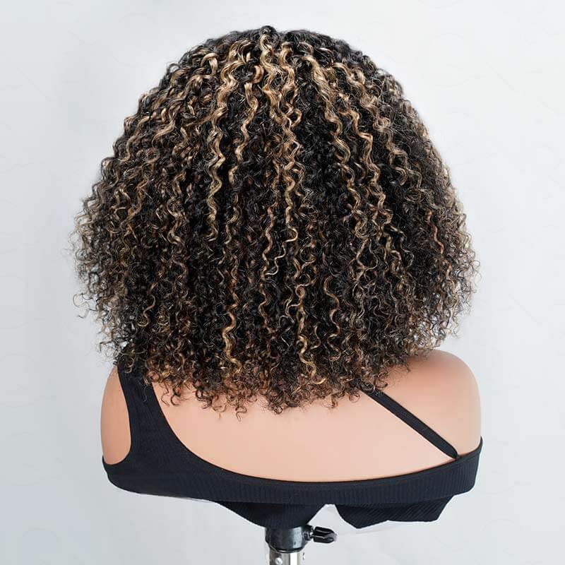 blonde highlighted glueless human hair wigs beginner friendly