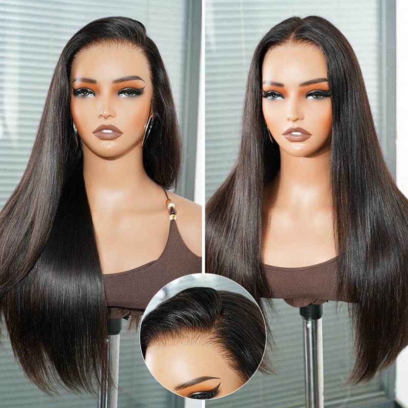 qvr hair glueless silky straight human hair wigs lace frontal wig