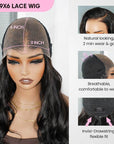 QVR Glueless Loose Body Wave 9x6 Pre-Cut Lace Frontal Wig Black Human Hair Wigs