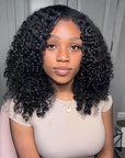 QVR Glueless Half Wig 3 In 1 Twist Curly Human Hair Protective Hairstyle