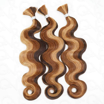 qvr hair brown highlight body wave human hair bulk for braiding