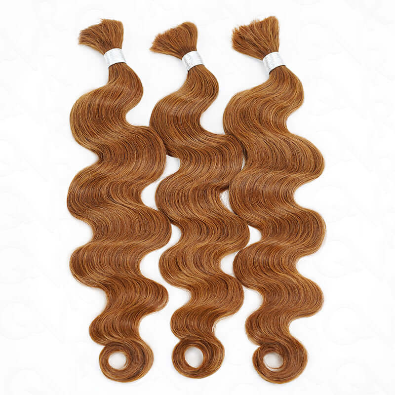 qvr hair auburn brown body wave bulk human hair for braiding