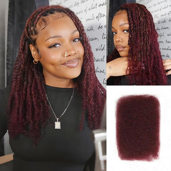 SUPER DEAL|3 PACKS Burgundy Afro kinky Bulk SEND 1 FREE HAIR 10''