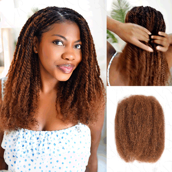 QVR Mixed Color #4/30 Afro Kinky Bulk Highlights #27/30 Human Hair