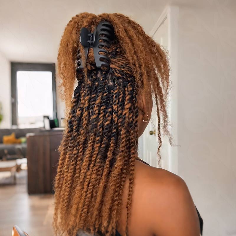 QVR Affordable Afro Kinky Bulk Human Hair Auburn Color For Braiding DreadLock